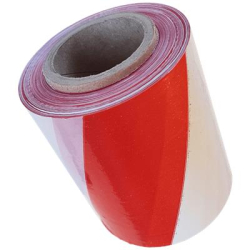 Taśma ostrzegawcza biało - czerwona szer 7.5cm x 100mb