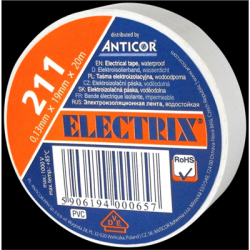 Taśma elektroizolacyjne ELECTRIX 211 19mm x 20mb (pcv) biała