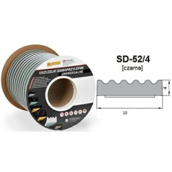 Uszczelka gumowa (porowata) SD-52/4 E 10mm(klej) x 4mm x 100mb (czarna)