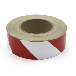 Taśma lewa odblaskowa ostrzegawcza 50mm × 45mb (biało-czerwona)